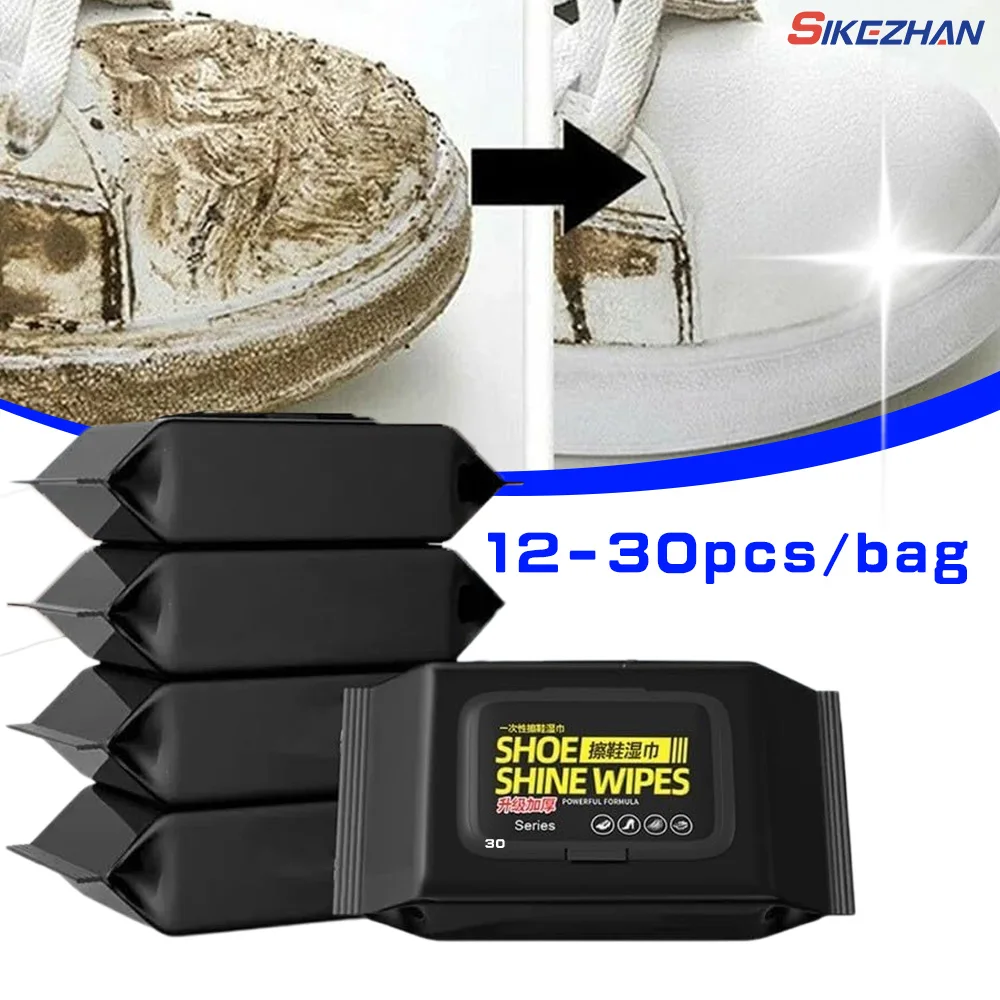 Sneaker Care Wipes - 12Pcs/30Pcs/가방 일회용 신발 깨끗한 물티슈 휴대용